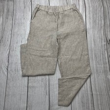 Quince Women 100% European Linen Wide Leg Pants Oatmeal Beige Size M