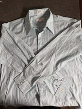 Givenchy Monsieur Men s 16.5 34/35 Blue Pink Stripe French Cuff Dress Shirt