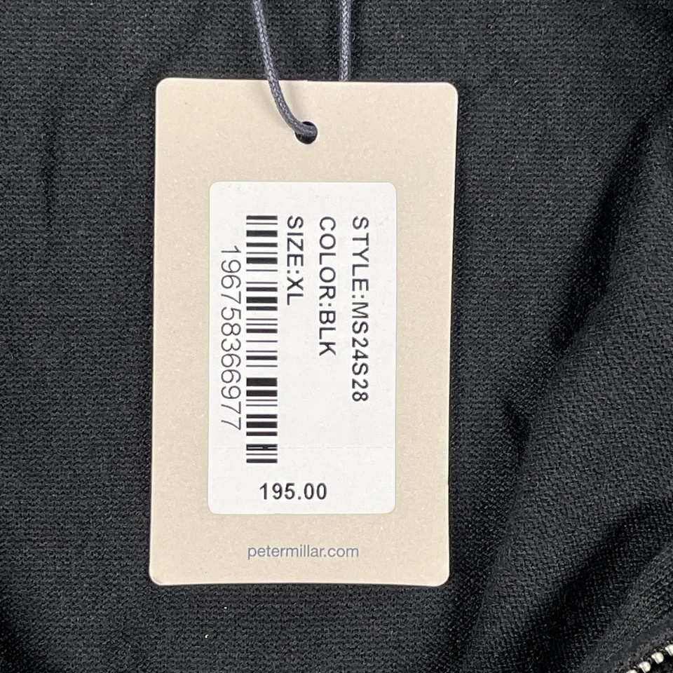 Suéter Peter Millar Para Hombres XL Negro Cuarto Cremallera Cuello Simulado Algodón Mezcla Seda Corona Foto 4 de 4