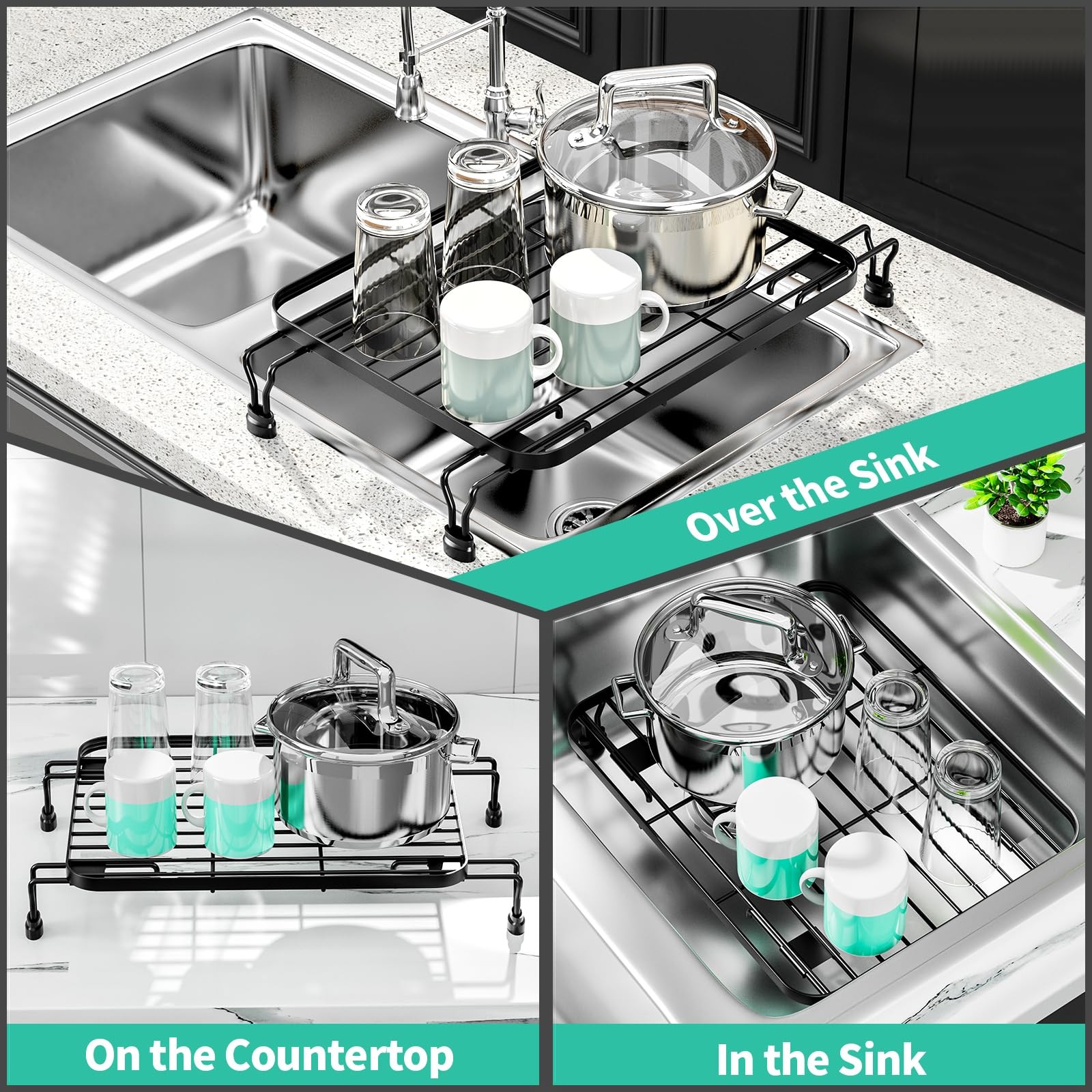 Over The Sink Dish Drying Rack Compact Drainer for Kitchen Counter