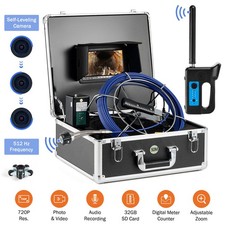 7in Self-Leveling Sewer Camera with Locator 164 ft Cable Digital Length Counter