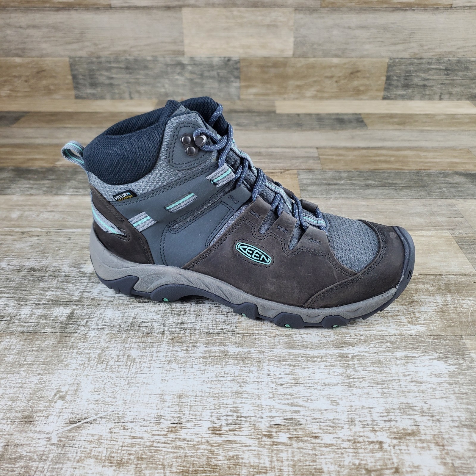 Scarpe da trekking donna Keen Steens taglia 10 acciaio grigio onda oceanica impermeabili stringate