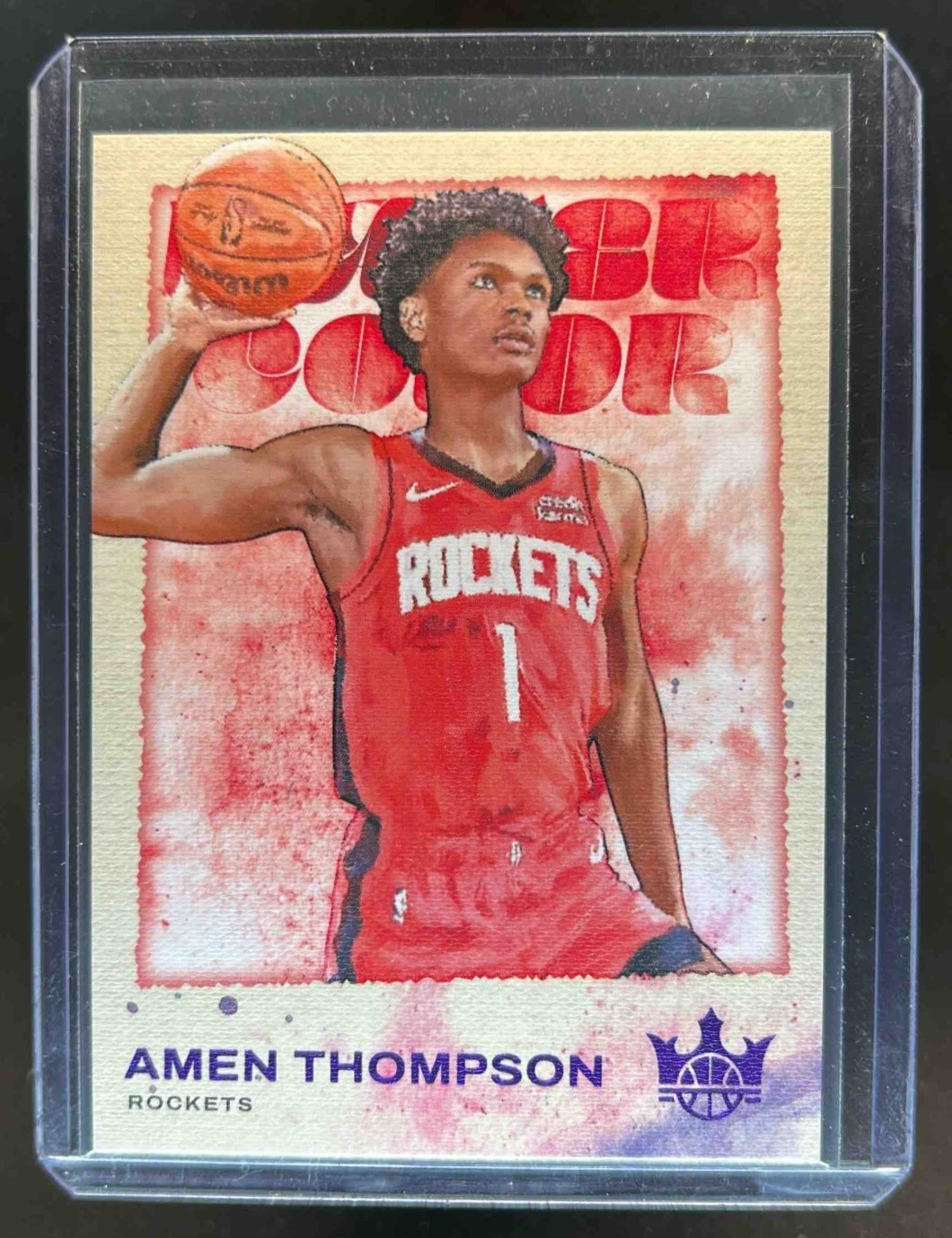 2023-24 Panini Court Kings Amen Thompson Water Color Violet RC #1/49 Rockets