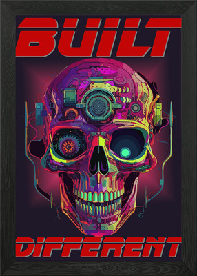 Built Different Cyberskull Gerahmtes Wandbild Poster Leinwanddruck Bild