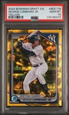 2024 BOWMAN DRAFT SAPPHIRE ED YELLOW #BDC118 GEORGE LOMBARD JR. 24/75 PSA 10