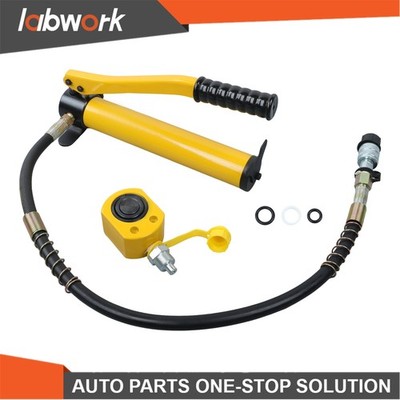Labwork 10 Ton Hydraulic Cylinder Jack Multi Stage Stroke CP-180 Hand Pump Kit