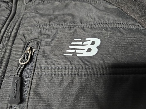 New Balance Black Track Jacket Men's Medium Reflective Windbreaker Full Zip - Picture 7 of 8