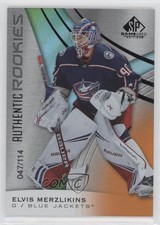 2019 SP Game Used Authentic Rookies Orange Rainbow 47/114 Elvis Merzlikins nz0