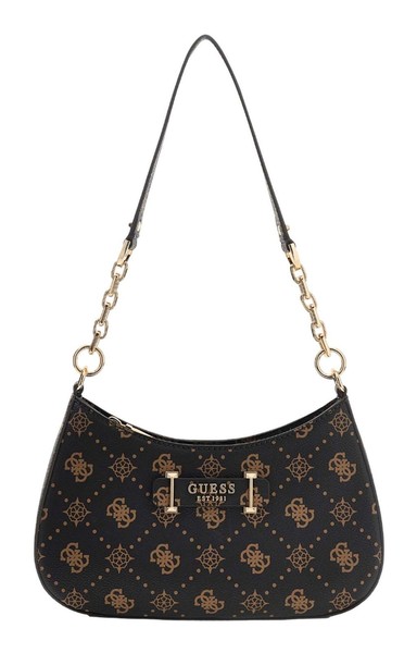 Guess Carrie Logo Top Zip Shoulder Bag Schultertasche Tasche Espresso Logo Neu-image