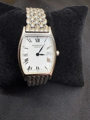 Raymond Weil Geneve Women's Quartz Wristwatch Tonneau Steel White Roman Date