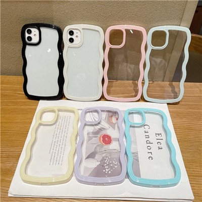 Stoßfeste Hülle für iPhone 17 16 Pro Max 15 14 13 12 Niedlich Lockig Welle Klar Cover