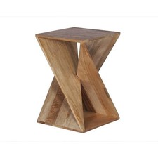 twisted mango wood side table zig zag