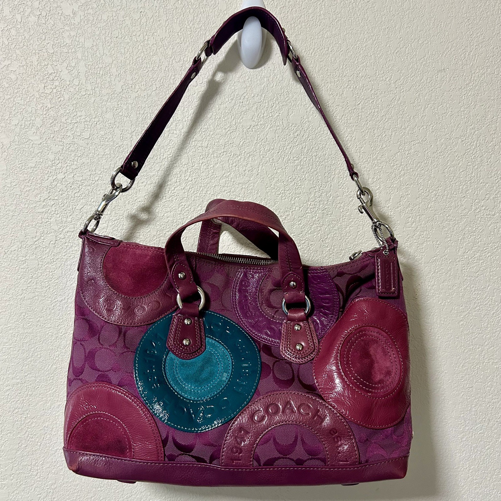 COACH Patchwork Ashley Satchel Leather Suede Jacq… - image 2