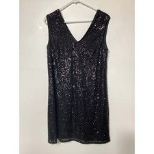 Muse Womens Black Sequin Sleeveless Dress Size 10 NWOT
