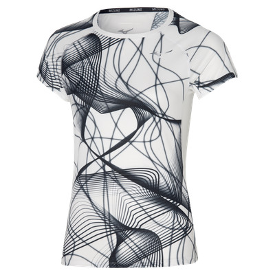 Mizuno Damen AERO T-Shirt - Weiß / Schwarz // UVP 50£