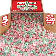 Assorted Jumbo Mint Balls, Peppermint Spearmint Candy, 5 LB, Bulk Mint Hard Ca