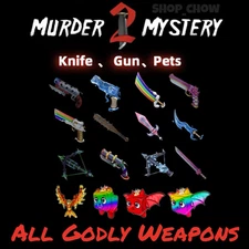 Murder Mystery 2 MM2 Rare Godly/Chrome Knives & Guns & Bundles/Sets & Pets🔥Item