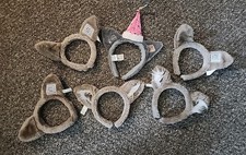 Great Wolf Lodge Ears Headbands Lot of 6 NEW Gray Fuzzy