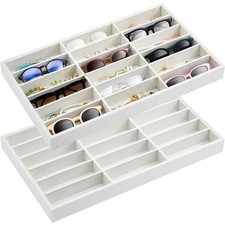 2 Pcs Sunglass Organizer Trays Glasses Stackable Jewelry Trays Sunglass Organ...