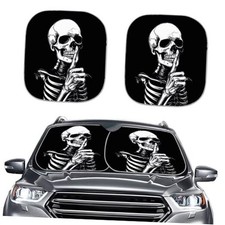 Car Windshield Sun Shade Universal Fit SUV Truck, 2 Piece for Car Window Skull