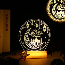 Ramadan Table Decoration for Home Ramadan LED Lights Eid Mubarak Star Moon Shape