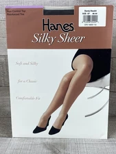 Vintage Hanes Silky Sheer Pantyhose Barely Black Size EF - 1 Pair