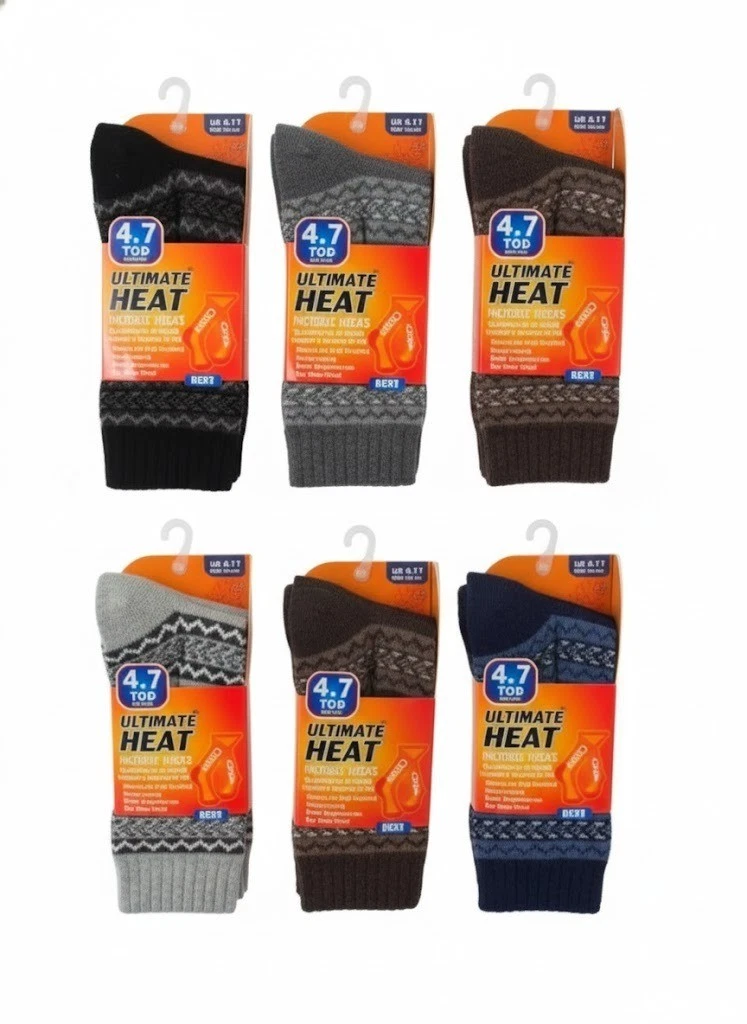 4.7 TOG Mens Diabetic Work Boot Premium Heat Retaining Thermal Socks Comfort UK