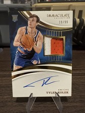 2024-25 Panini Immaculate Tyler Kolek /99 Rookie Patch Auto Knicks #120