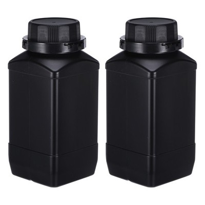 2 Stück 1000ml Reagenzgläser, HDPE Weithalsquadratflaschen, schwarz