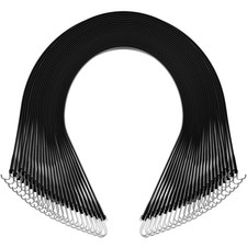50 Pack 21 Inch Black Rubber Bungee Cords Waterproof Durable Elastic Straps