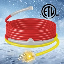 120V ETL Listed YeloDeer Heat Tape – 7W/FT Thermostat Pipe Freeze Protection