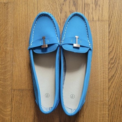 Deichmann NEU Loafers Bootsschuhe Mokassins Riemen blau Gr 39