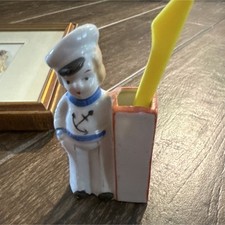 Vintage Ceramic Sailor Figurine Toothbrush Ho...
