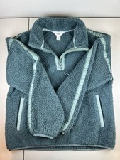 Athleta Girl 1/4 Zip Sherpa Fleece Pullover Athleisure XXL 16 TEAL