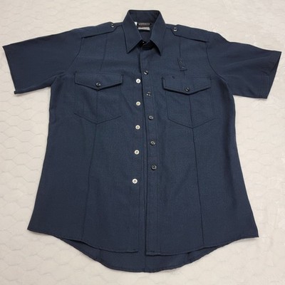 Workrite Benchmark FR Nomex Uniform Shirt Navy Blue Mens 40 Medium NFPA 1975