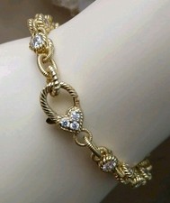 Judith Ripka Simulant Diamonds 14k Gold Clad Round Byzantine Tennis Bracelet 