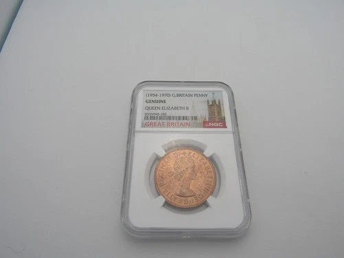 1954 - 1970 Great Britain Penny NGC Genuine Queen Elizabeth II. Z984