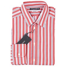Dolce & Gabbana Extra-Slim Fit Red Striped Cotton Dress Shirt 15.75 (Eu 40) NWT