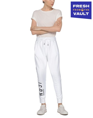 RRP €310 DSQUARED2 Sweat Trousers Size M White Logo Drawstring Made in Italy