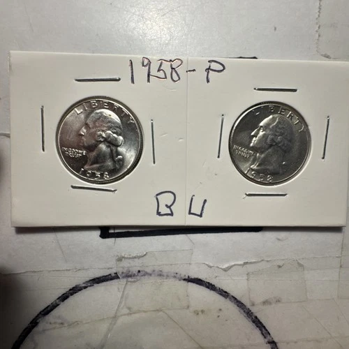 1958-P Washington Silver Quarters Brilliant Uncirculated (Set Of 2)