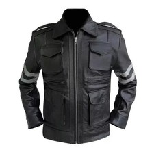 New Resident Evil 6 RE 6 Leon Kennedy's Black Leather Jacket for Men 2025