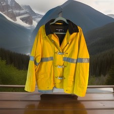 VTG Polo Ralph Lauren Firemans Jacket Mens L Yellow Lobster Toggle Chore Barn .