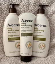 Aveeno Daily Moisturizing Body Lotion Fragrance Free 18Oz - (Lot Of 2 +1  8OZ)