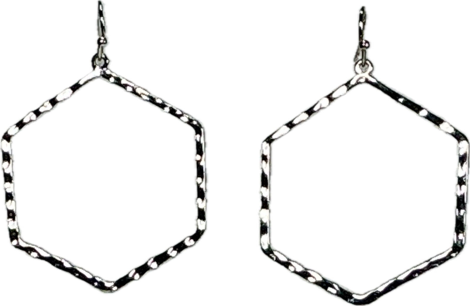 Hammered Solid .925 Sterling Silver Hexagonal Dan… - image 1