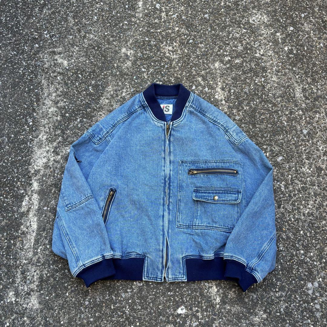 80s I.S. ISSEY MIYAKE Bomber Jacket Denim Men's Rare Vintage