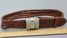 VTG The Limited Western Brown Leather Braided Women Small Belt Silvertone Buckle