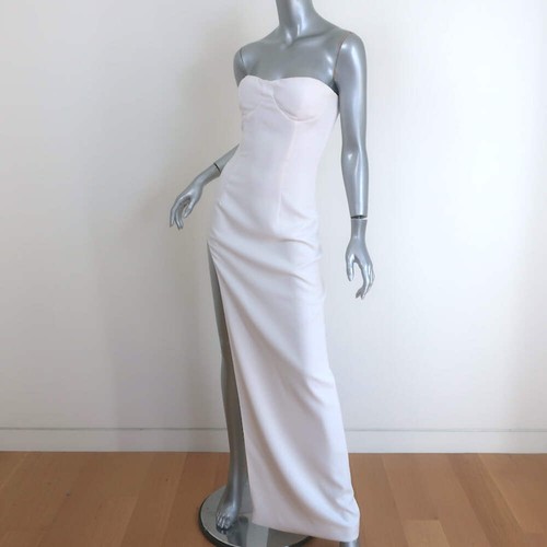 MONOT Tube Slit Dress White Crepe Size 2 Strapless Maxi Dress - Picture 3 of 8