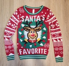 No Boundaries Small 3-5 Santa's Favorite Christmas Sweater Rudolph Sequins