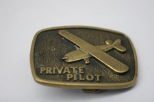 Vintage BTS Solid Brass Belt Buckle 1970s PRIVATE PILOT USA L1