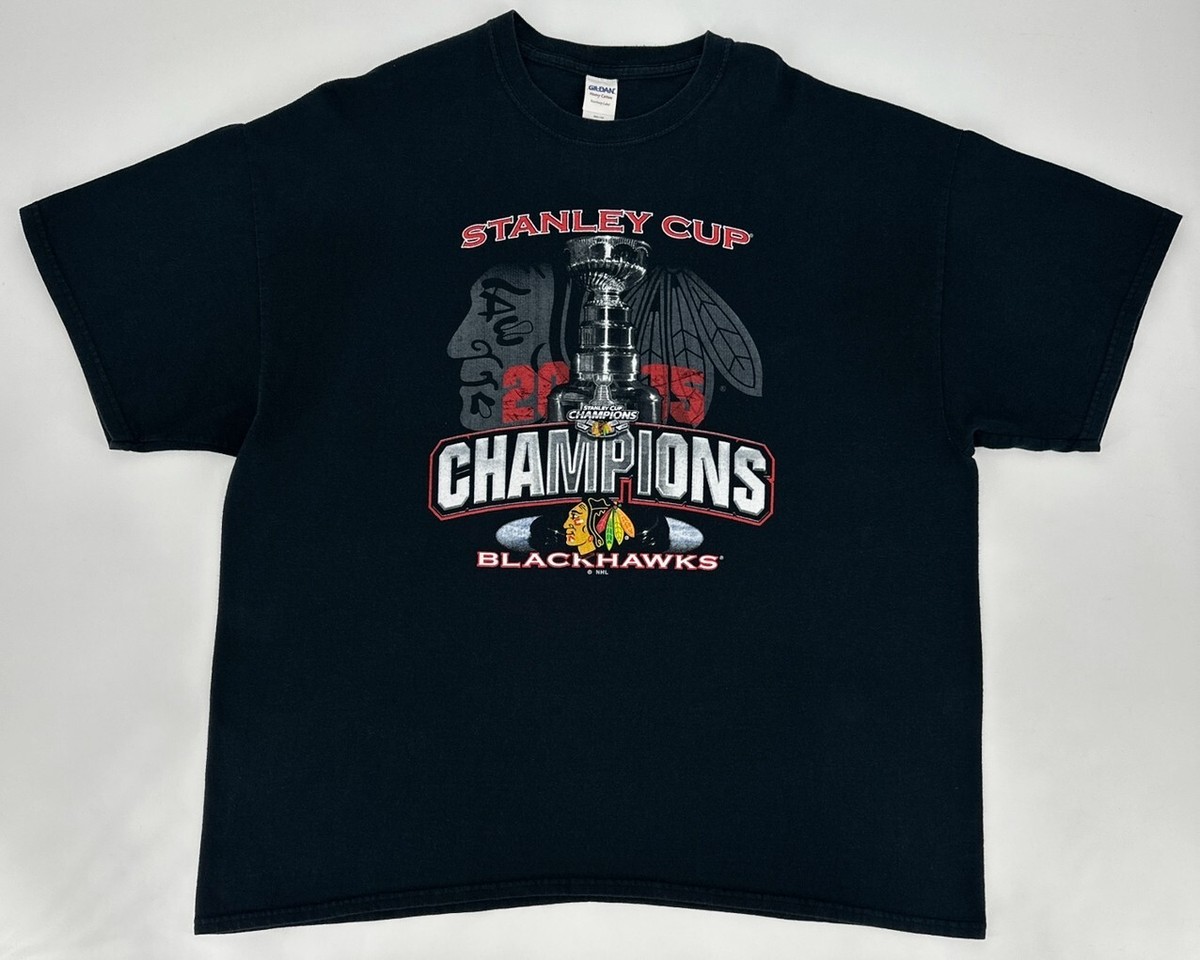 Chicago Blackhawks T-Shirt Mens XXL Black 2015 Stanley Cup